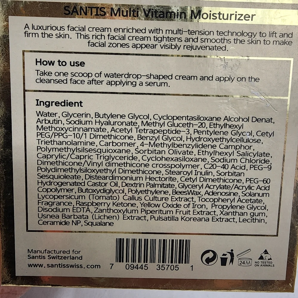 Santis Switzerland Multi‎ Vitamin Moisturizer Deep Balancing Facial Cream